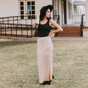 Tan Knit Maxi Skirt